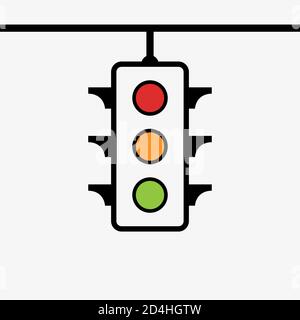 Verkehrskontrollleuchte mit flachem Symbol in roter, gelber und grüner Farbe für Apps und Websites Stock Vektor