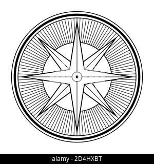 Abstraktes geometrisches Symbol. Geometrieschild mit geometrischen Formen. Isoliert auf weißem Hintergrund. Schwarze lineare Formen. Design-Vorlage für Kompass-Logo. Stock Vektor
