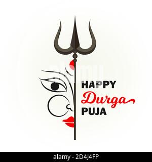 Happy Durga Puja Grußkarte Poster, Durga maa, Vektor-Illustration Stock Vektor