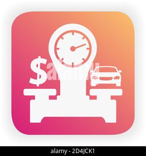 Waagen Auto und USA Dollar Geld Symbol. Flache Linie Art Vektor.Wahl Fahrzeug. Stock Vektor