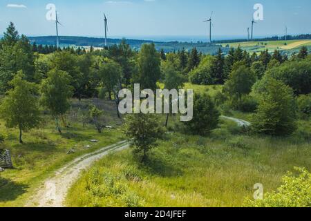 Teutoburger Wald. Blick auf die Landschaft im Naturpark Teutoburger Wald / Egge. Blick vom Velmerstothügel in Nordrhein-Westfalen, Deutschland Stockfoto