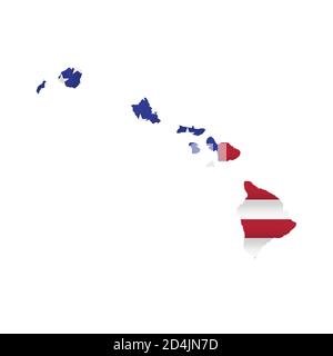 Hawaii US State Flag Karte Vektor isoliert Stock Vektor