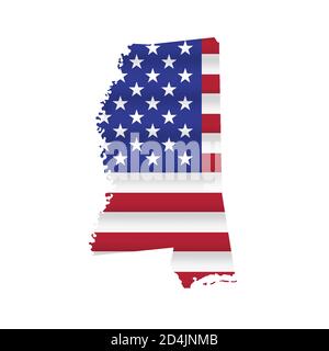 Mississippi US State Flag Map Vektor isoliert Stock Vektor