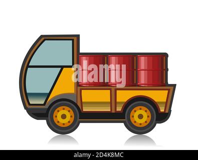 Kleiner LKW. Vektor. Cartoon. Flach. Ein kleiner LKW für den Transport von Waren. Frachtdienste. Autokauf.Lieferung Konsignation. Versandmaschine shi Stockfoto