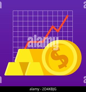 Symbol für Goldmünzen. Dollarzeichen. Erträge aus Investitionen.finanzielle Performance. Stock Vektor