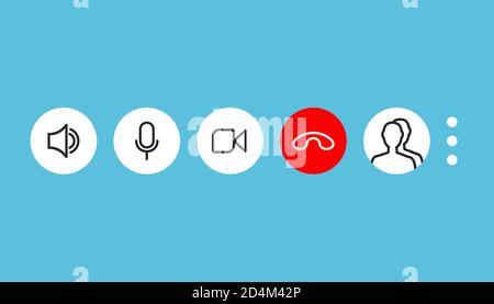 Bildschirmvorlage für Videoanruf. Video-Kal.-Symbole eingestellt. Vektorgrafik Stock Vektor