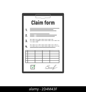 Formular für Versicherungsanspruch. Unfallkonzept. Man schreibt Form. Transportunfall. Stock Vektor