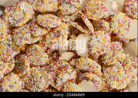 Weiße Schokolade Jazzles, Altmodische Süßigkeiten Stockfoto