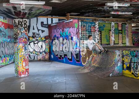 Southbank Skate Park am 14. September 2020 auf der South Bank im Vereinigten Königreich. Foto von Sam Mellish Stockfoto