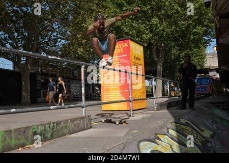 South Bank Skatepark am 17. September 2020 auf der South Bank in South London im Vereinigten Königreich. Foto von Sam Mellish Stockfoto