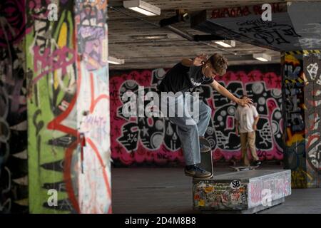 Southbank Skate Park am 22. September 2020 in South London im Vereinigten Königreich. Foto von Sam Mellish Stockfoto