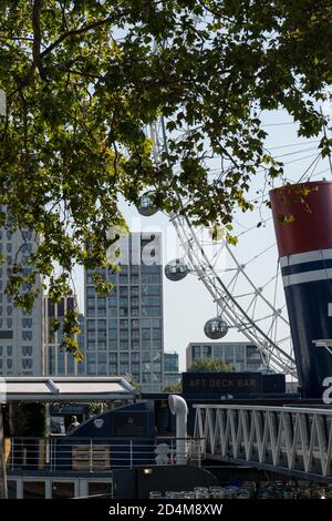 Das London Eye am 14. September 2020 auf der South Bank im Vereinigten Königreich. Foto von Sam Mellish Stockfoto