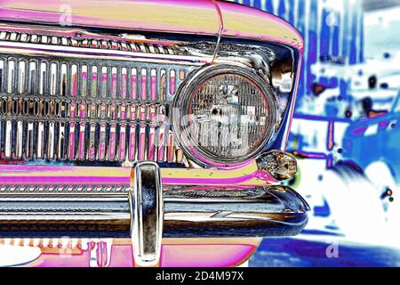 Retro-Auto. Helle Farbe Stilisierung Stockfoto