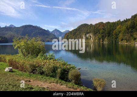 Schöne Aufnahme vom Alpsee in Schwangau Stockfoto