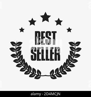 Bestseller Icon Design mit Lorbeer, Bestseller Badge-Logo isoliert Stock Vektor