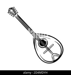 Mandoline, vintage graviert Illustration stilisierte grafische Künste handgezeichnete Vektor-Skizze Stock Vektor