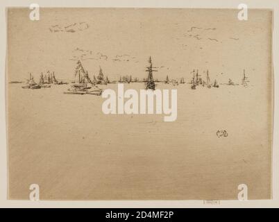 Ätzung und Trockenpunkt in schwarzer Tinte auf cremefarbenem Papier Stockfoto