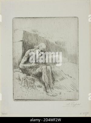 19. Jahrhundert Kunst - Job; zweite Platte; Datum: 1884 - Alphonse Legros; Französisch; 1837-1911 Stockfoto