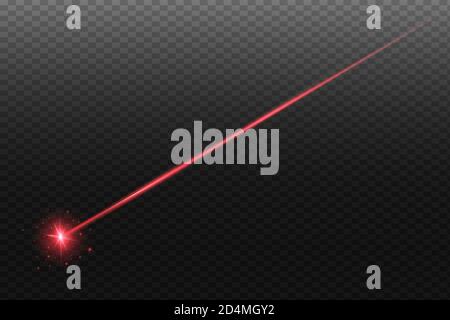 Abstrakter roter Laserstrahl. Transparent isoliert auf schwarzem Hintergrund. Vektor-Illustration.der Lichteffekt.Flutlicht gerichtet Stock Vektor