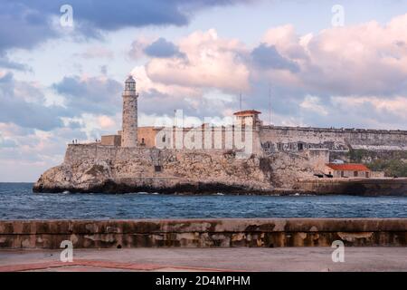 El Morro Burg bei Sonnenuntergang, ein Symbol der Stadt Havanna Stockfoto