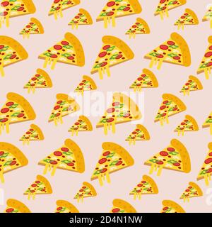 Scheibe Pizza nahtlose Muster Vektor Illustration Hintergrund Stock Vektor