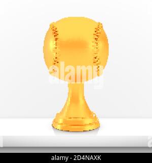 Gewinner Baseball Cup Award, goldene Trophäe Logo isoliert auf weißem Regal Tisch Hintergrund Stock Vektor