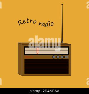Altes tragbares Radio mit offener Teleskopantenne. Stock Vektor