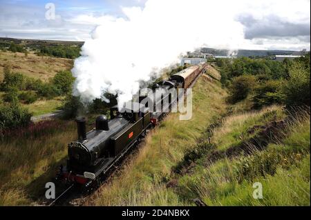 '1054' und '49395' in Doppelrichtung in der Nähe von Big Pit. Stockfoto