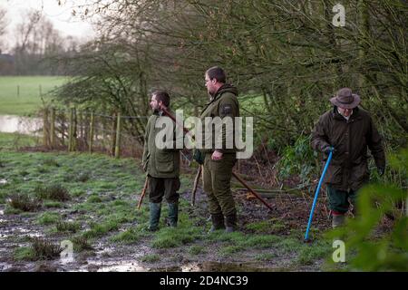 Schläger bei der Arbeit bei einem Game-Shooting in Lancashire, England Stockfoto