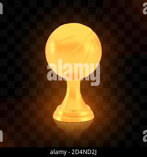 Gewinner Basketball Cup Award, goldene Trophäe Logo isoliert auf schwarzem transparenten Hintergrund Stock Vektor