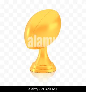 Gewinner Rugby Cup Award, goldenes Trophäenlogo isoliert auf weißem transparentem Hintergrund Stock Vektor
