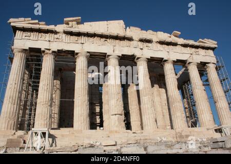 Parthenon Akropolis Westfassade Stockfoto