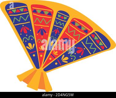 mexikanische Fan ethnischen flachen Stil Symbol Vektor Illustration Design Stock Vektor