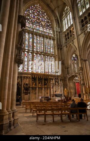 Großbritannien, England, Yorkshire, York Minster, East End und mittelalterliches Great East Window Stockfoto