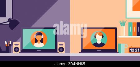 Nutzer verbinden sich zu einem Konferenzgespräch, Kommunikations- und Technologiekonzept Stockfoto