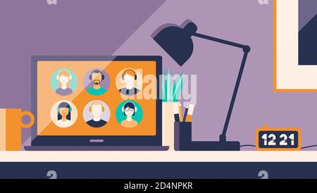 Nutzer verbinden sich zu einem Konferenzgespräch, Kommunikations- und Technologiekonzept Stockfoto