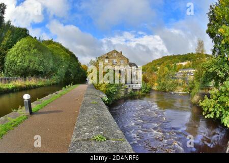 Aquädukt, Hebden Bridge, Upper Calder Valley, West Yorkshire Stockfoto