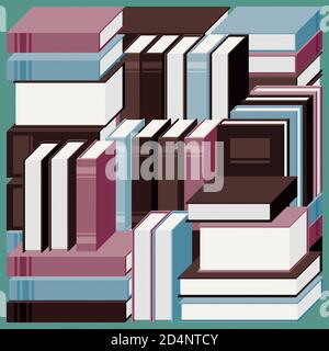Stapel von bunten Büchern, Wissen und Alphabetisierung Konzept, isometrische Illustration 3D-Illustration Stockfoto