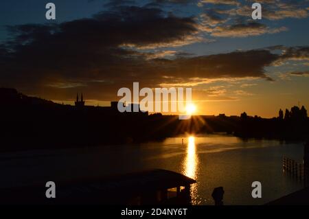 Stadt Prag am frühen Morgen Stockfoto