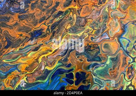 Bunte Hintergrund in verschiedenen Farben. Acryl Gießen. Handgezeichnete Textur Stockfoto