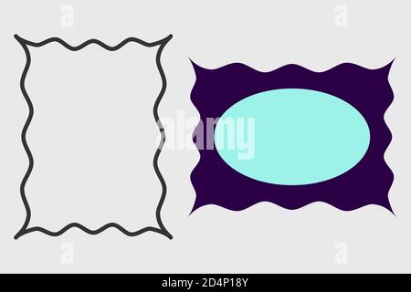 Dekorative gebogene Rahmen für Web-Karten. Ovaler Textraum, rechteckiger Formrahmen. Stock Vektor
