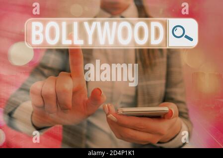 Konzeptionelle Handschrift mit Bollywood. Konzept bedeutet Hollywood, bezieht sich auf die Hindi Sprache Filmindustrie in Indien. Web-Suche digital futuris Stockfoto