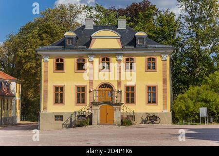 Gelbes Haus des Schlosses Belvedere in Weimar Stockfoto