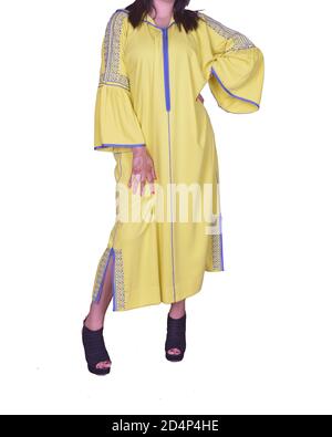 Marokkanische Frau im traditionellen Jilbab. Kleid der Maghreb. Stockfoto