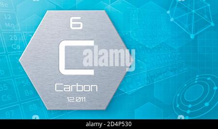 Chemisches Element des Periodensystems - Kohlenstoff Stockfoto