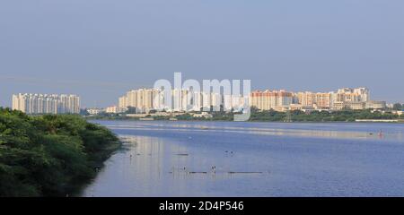 Chennai, Tamil nadu, Indien. Okt 07,2020.riesige moderne neue Wohngebäude in der Nähe von OMR Road, Chennai Stadt, Miethaus Eigentum Stockfoto