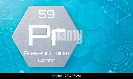 Chemisches Element des Periodensystems - Praseodym Stockfoto