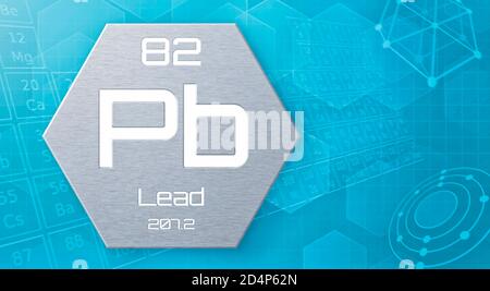 Chemisches Element des Periodensystems - Blei Stockfoto