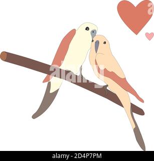 Süße schöne Vögel sitzen auf einem Ast. Zarte Hand gezeichnet. Im skandinavischen Stil. Vector Illustration Stock Vektor