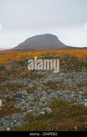 Saana fiel in Kilpisjärvi Dorf, Enontekiö, Lappland, Finnland Stockfoto